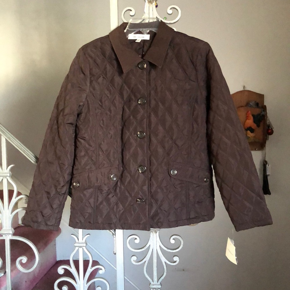croft & barrow Quilted Brown Button-Front Jacket